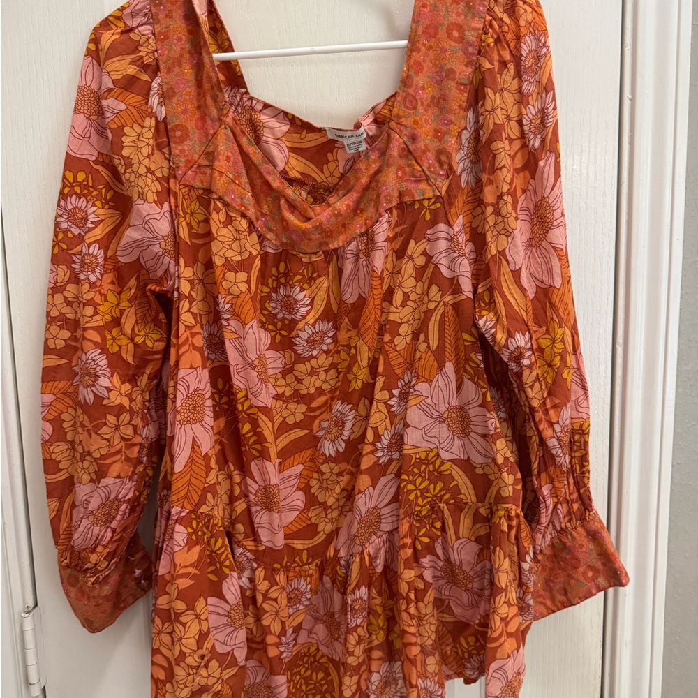 American Eagle Outfitters Floral Orange Blouse